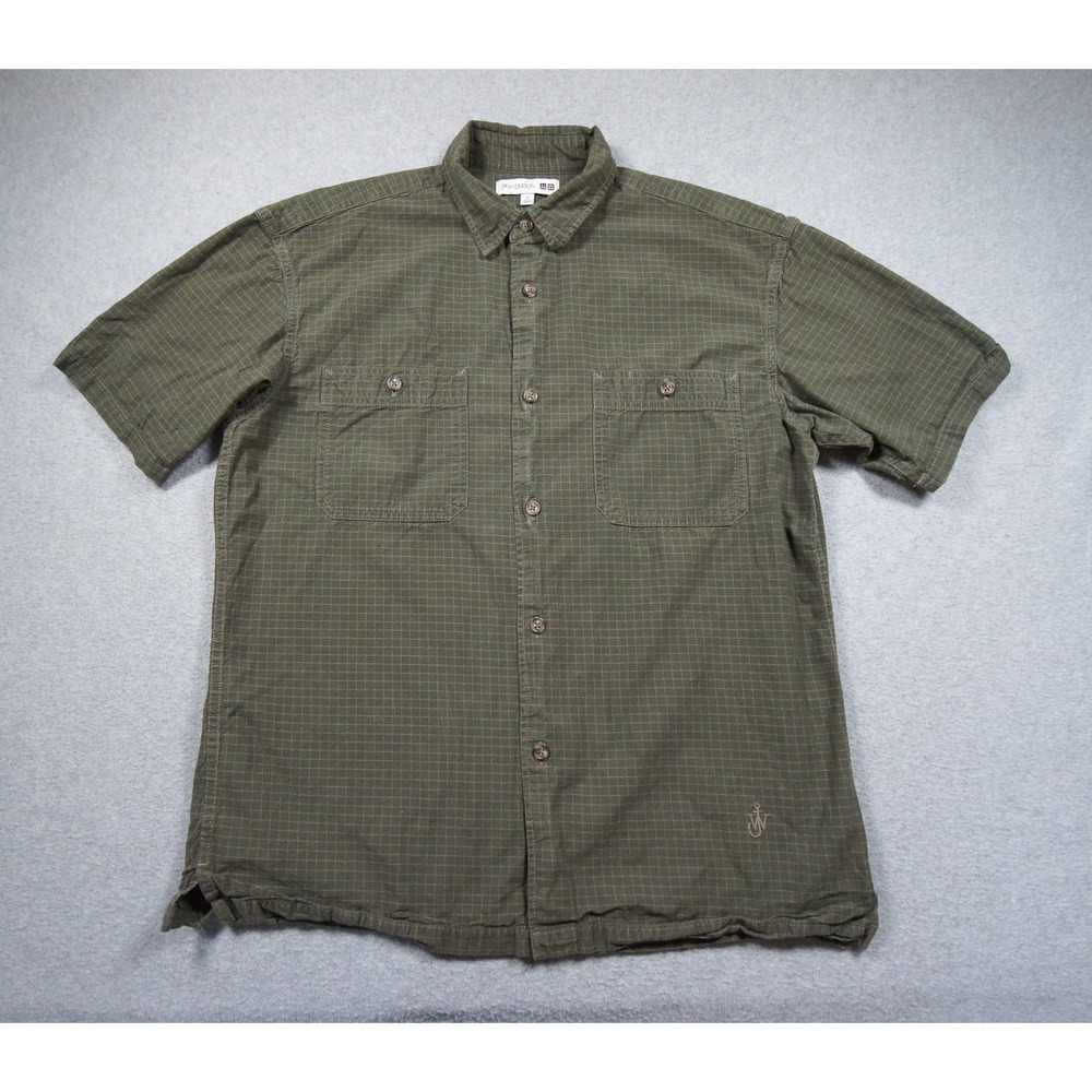 Uniqlo Shirt Mens Small Green JW Anderson Button Down Short Sleeve Collared